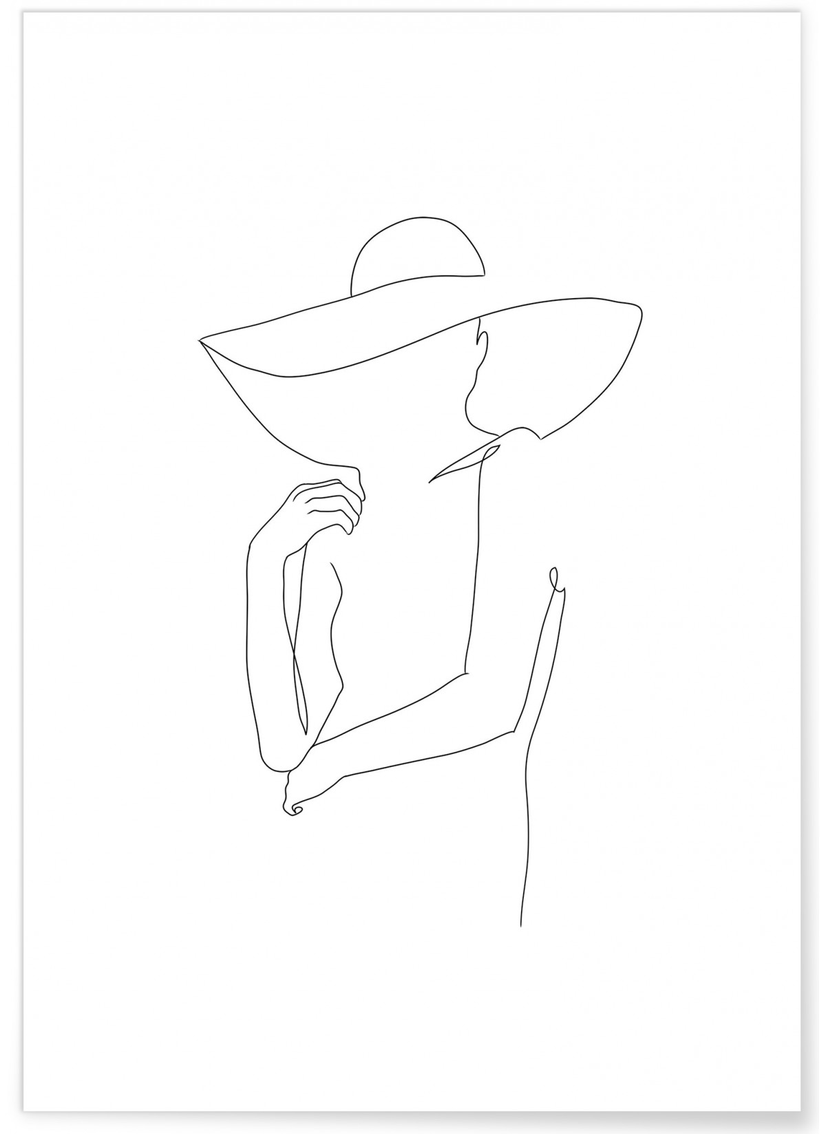 Affiche Line Art Women Hat 2