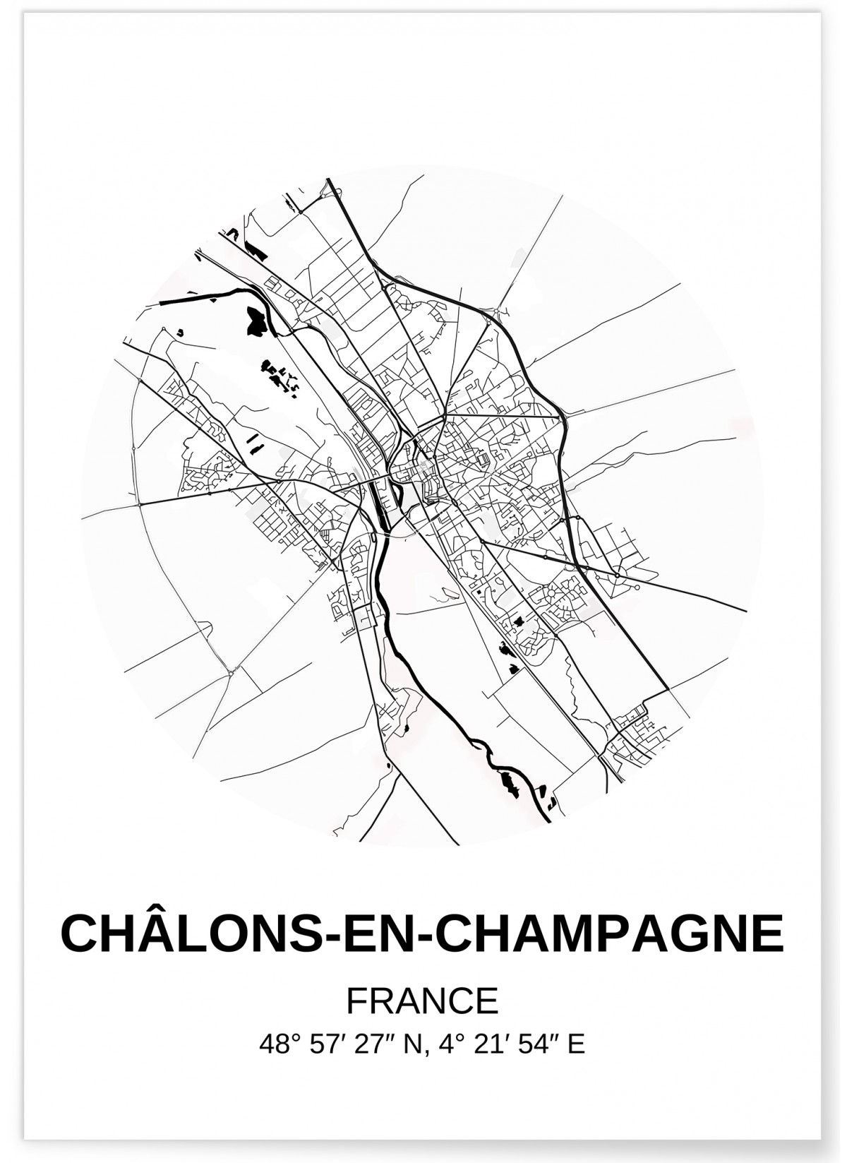 Affiche Carte Châlons-en-Champagne