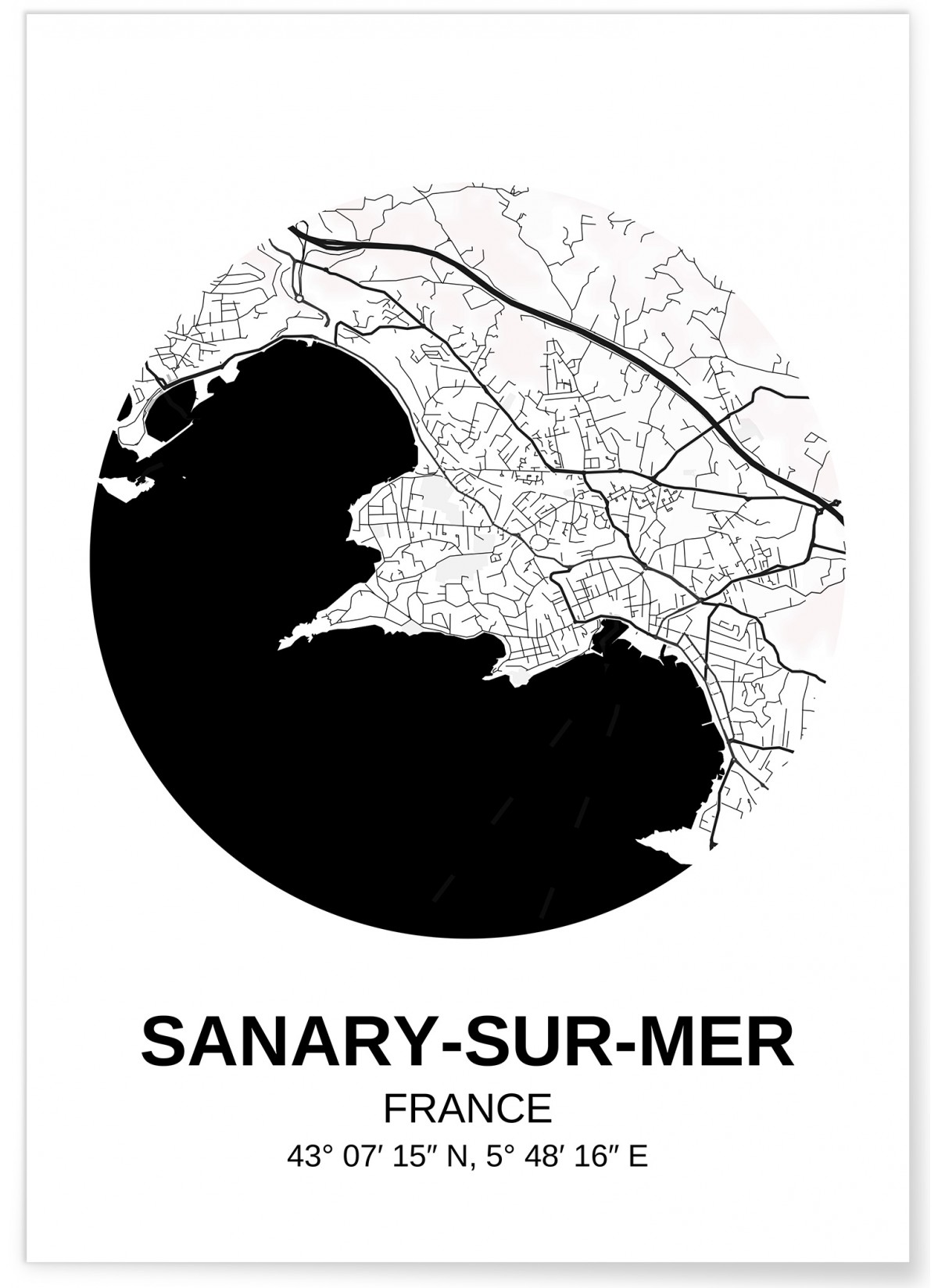 Affiche Carte Sanary-sur-Mer