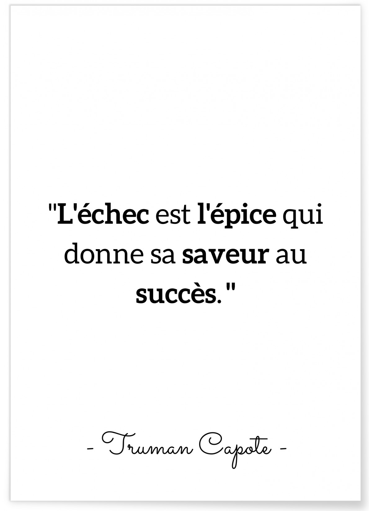 Affiche Voltaire : "L'échec est l'épice..."