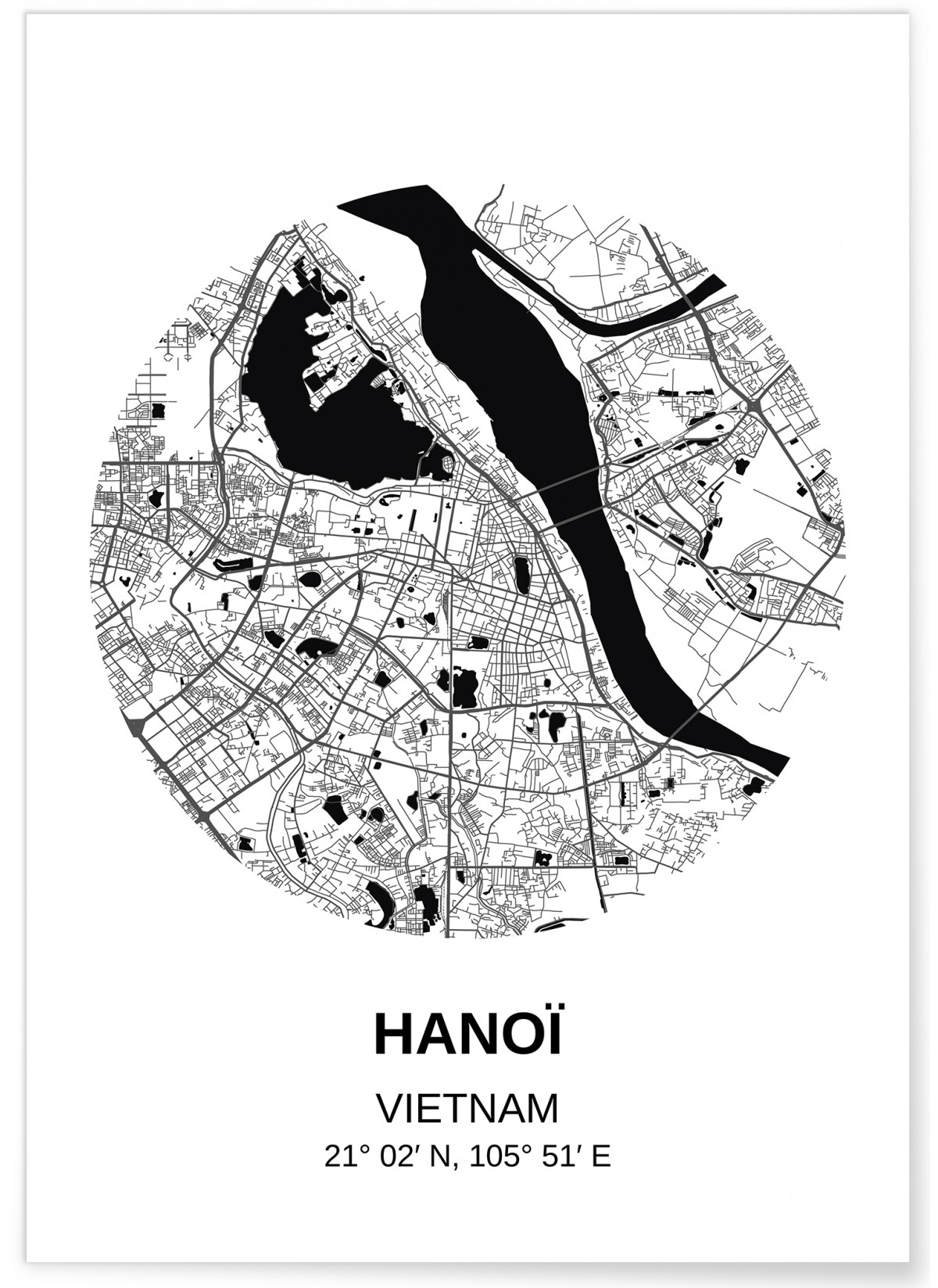 Affiche Carte Hanoï