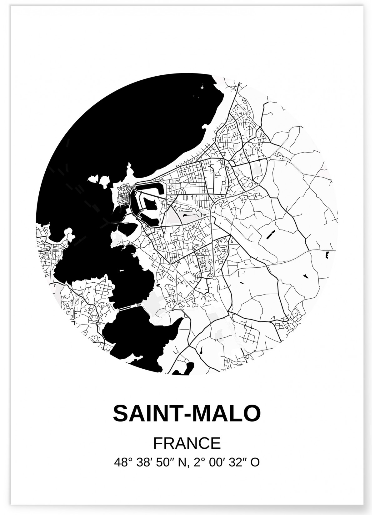 Affiche Carte Saint-Malo