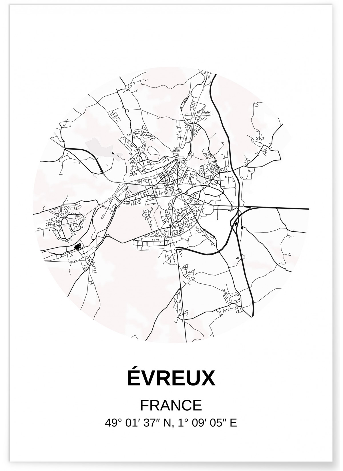 Affiche Carte Évreux