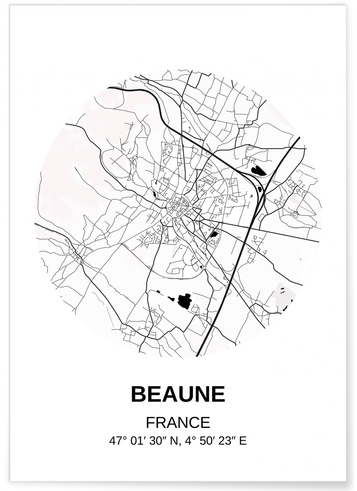 Affiche Carte Beaune