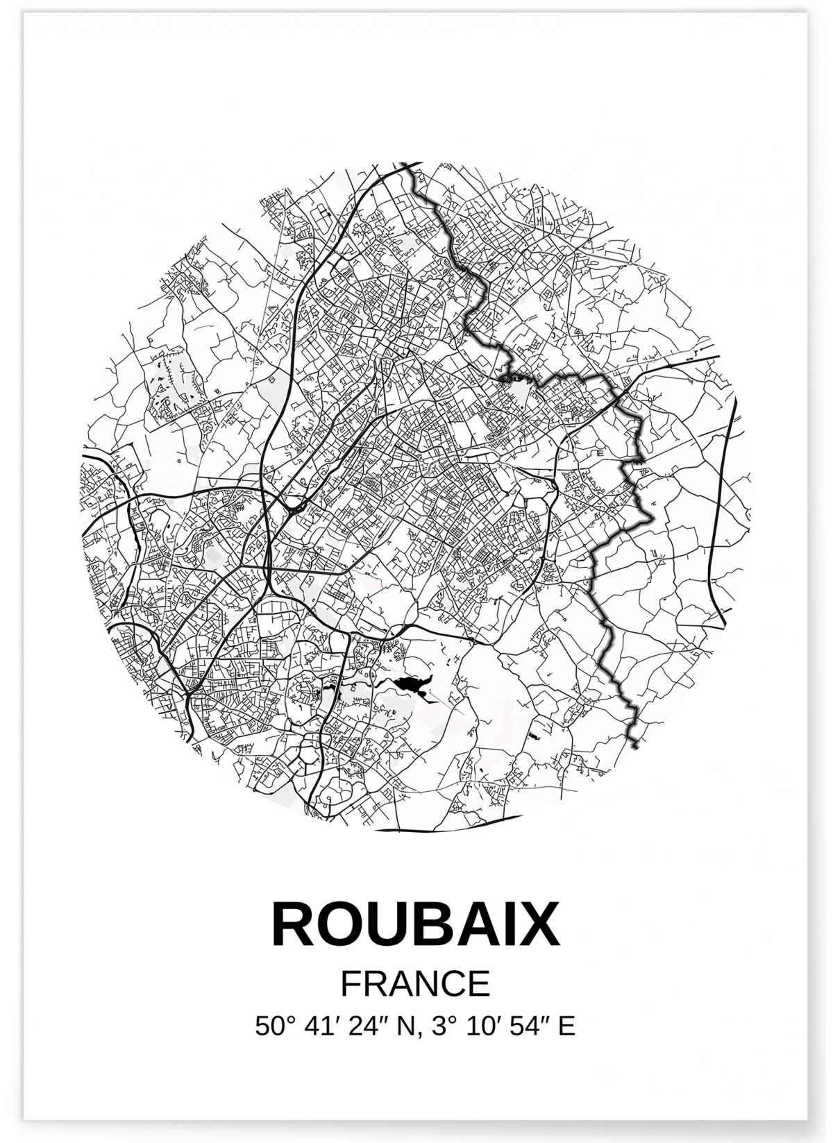 Affiche Carte Roubaix