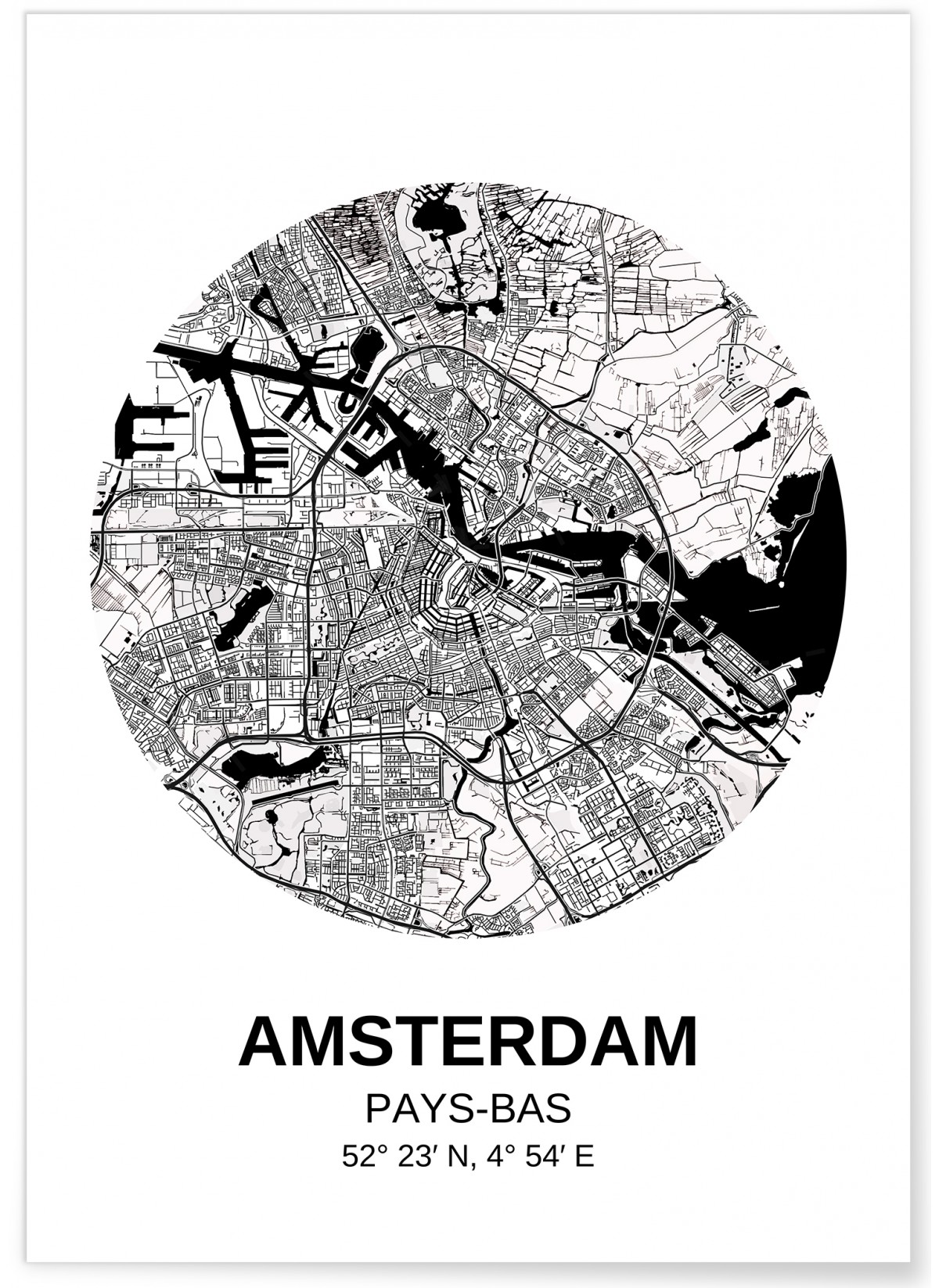 Affiche Carte Amsterdam