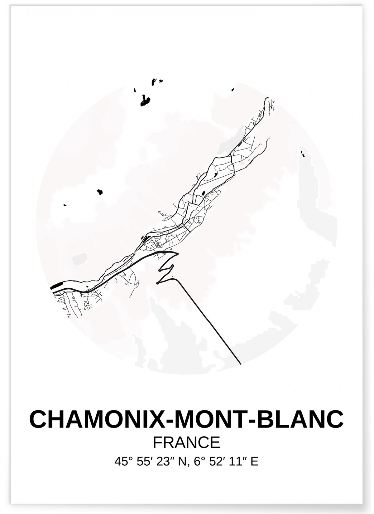 Affiche Carte Chamonix-Mont-Blanc
