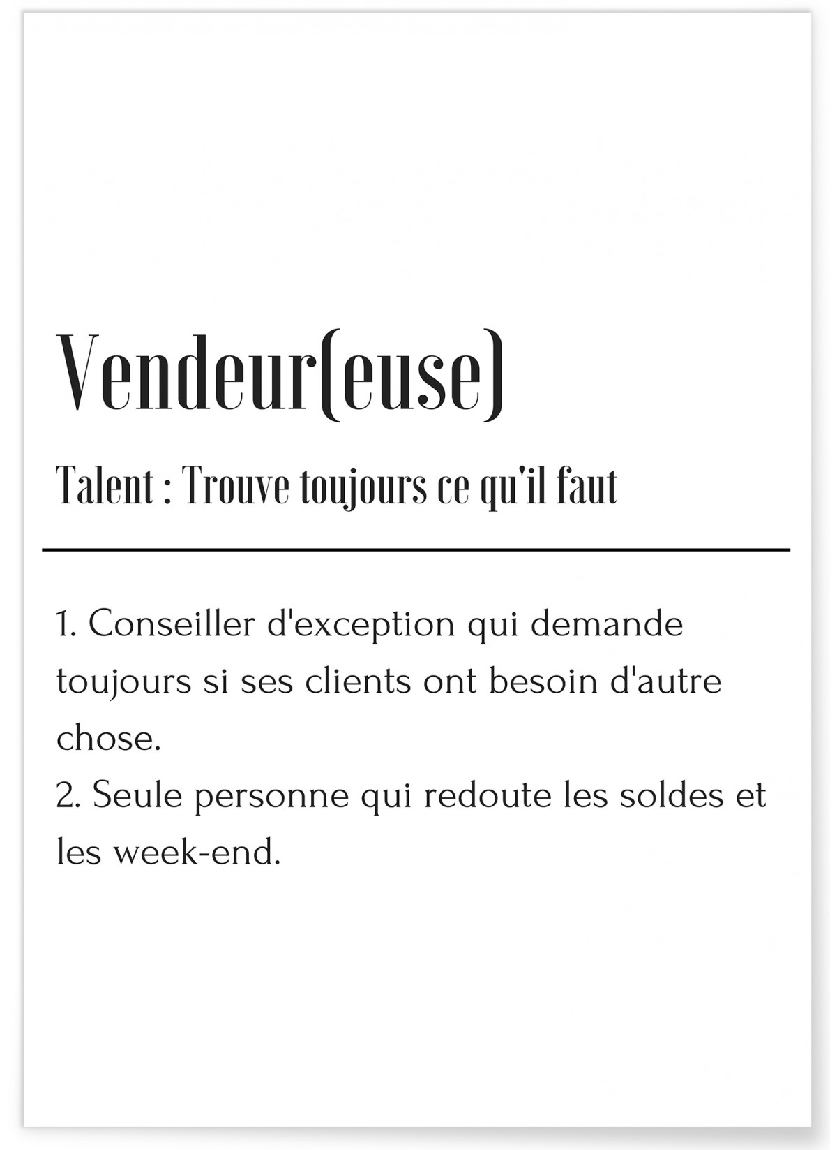 Affiche Définition Vendeur