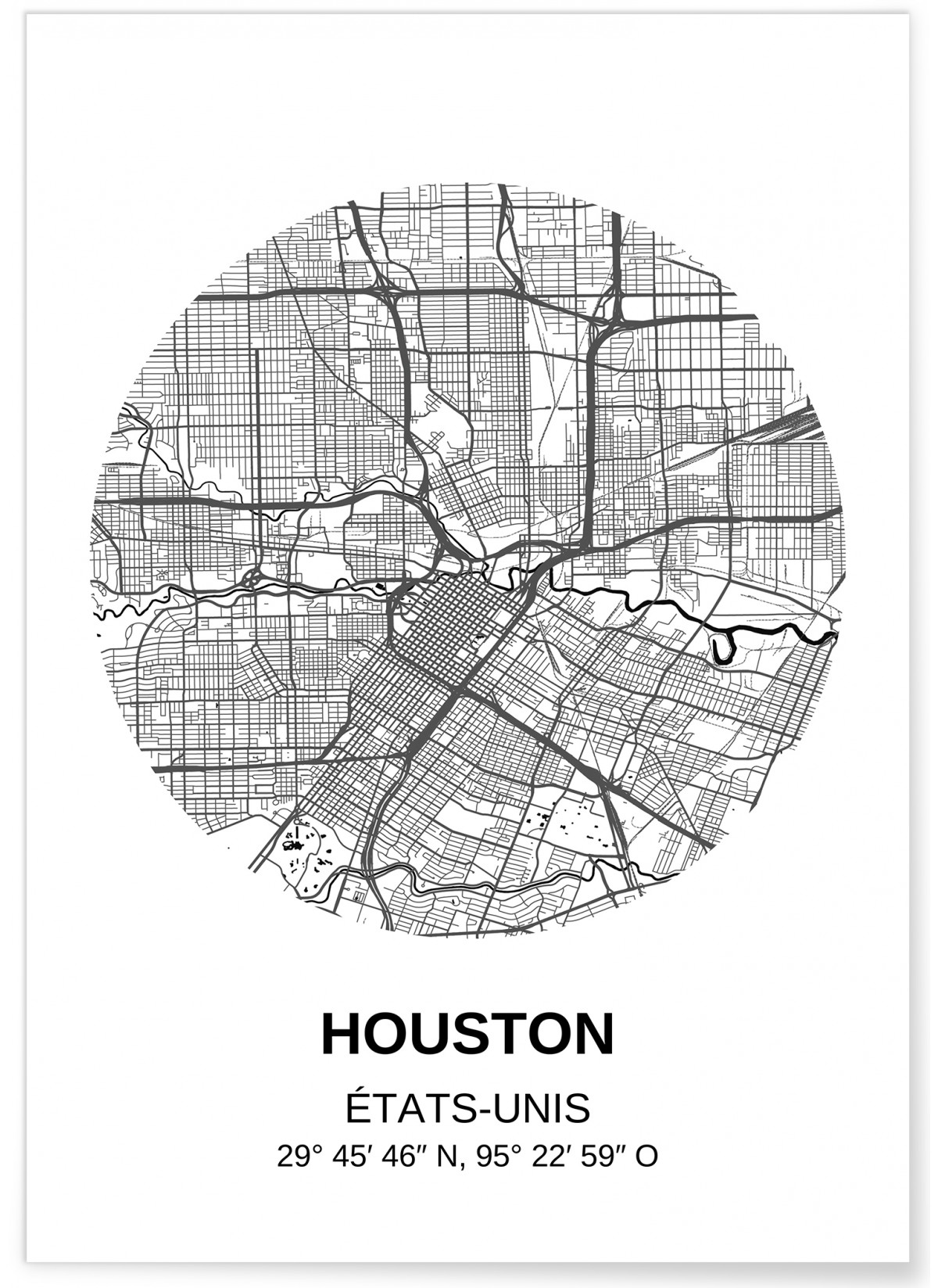 Affiche Carte Houston