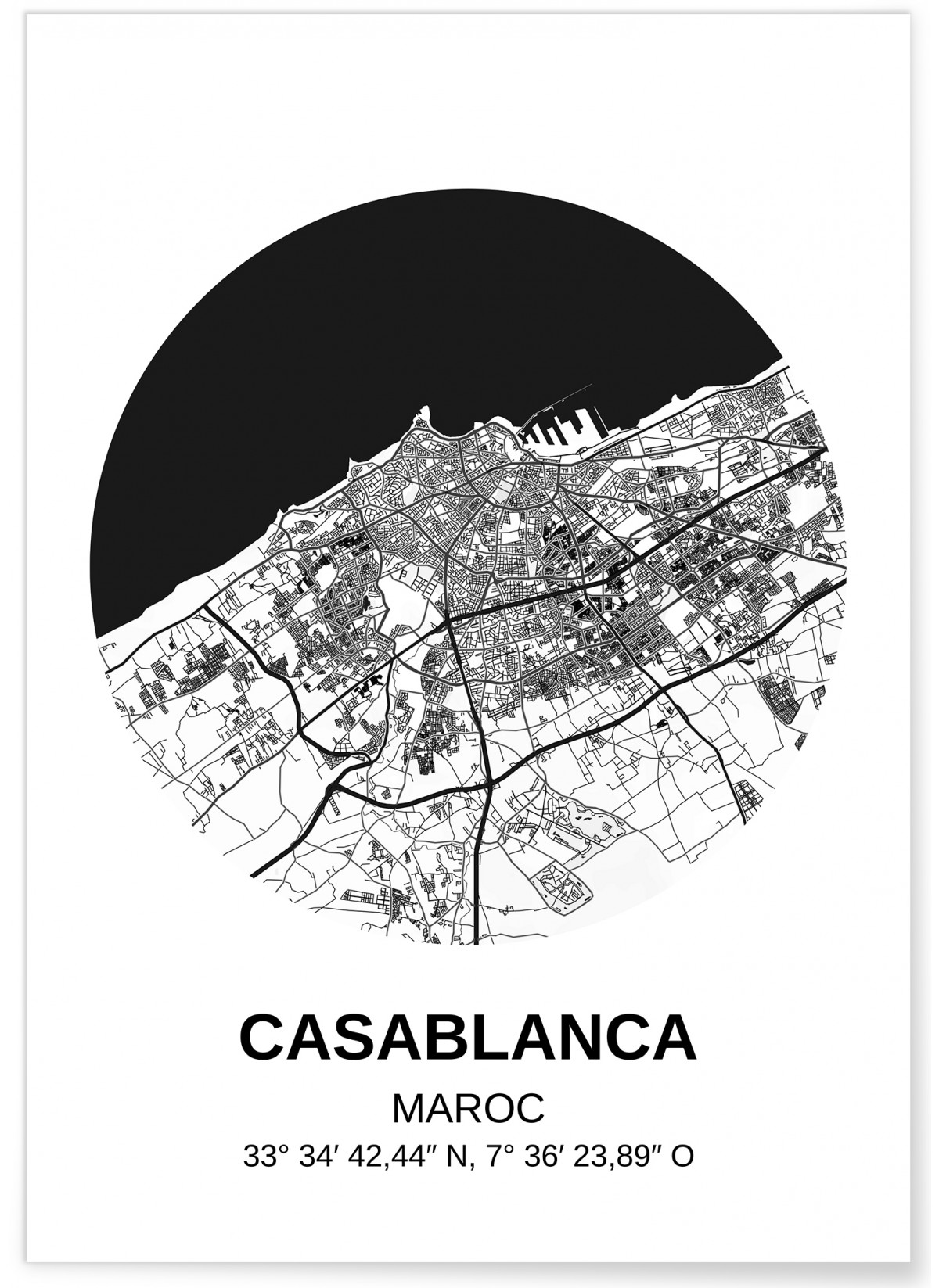 Affiche Carte Casablanca