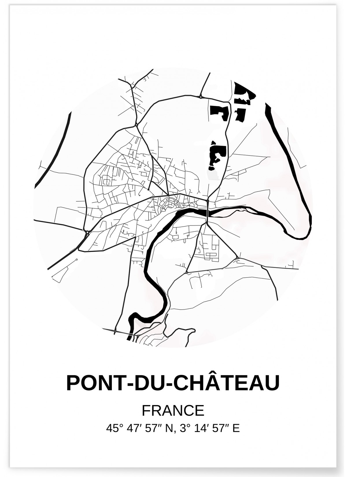Affiche Carte Pont-du-Château