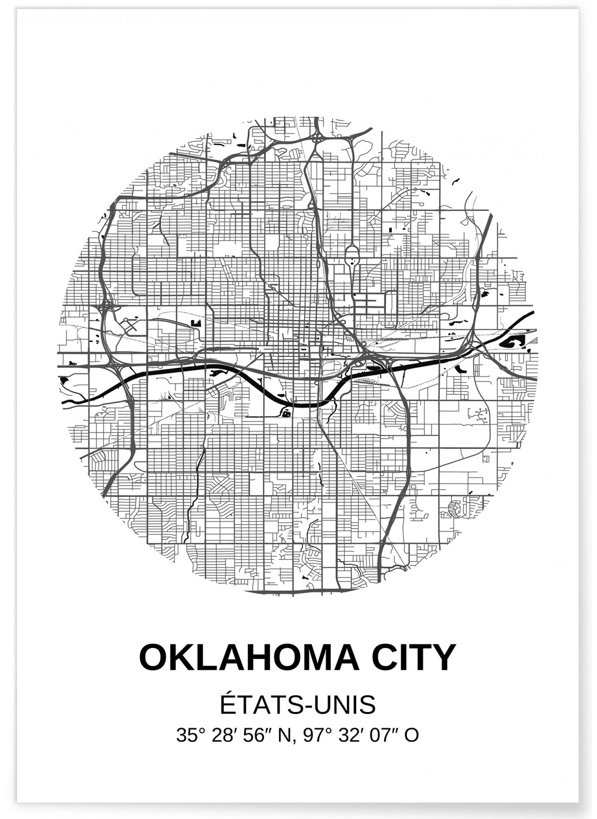 Affiche Carte Oklahoma City