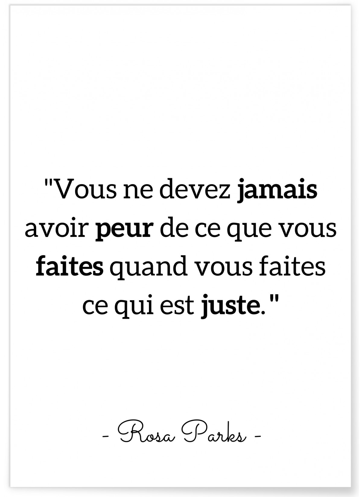 Affiche Rosa Parks " Vous ne devez jamais.."