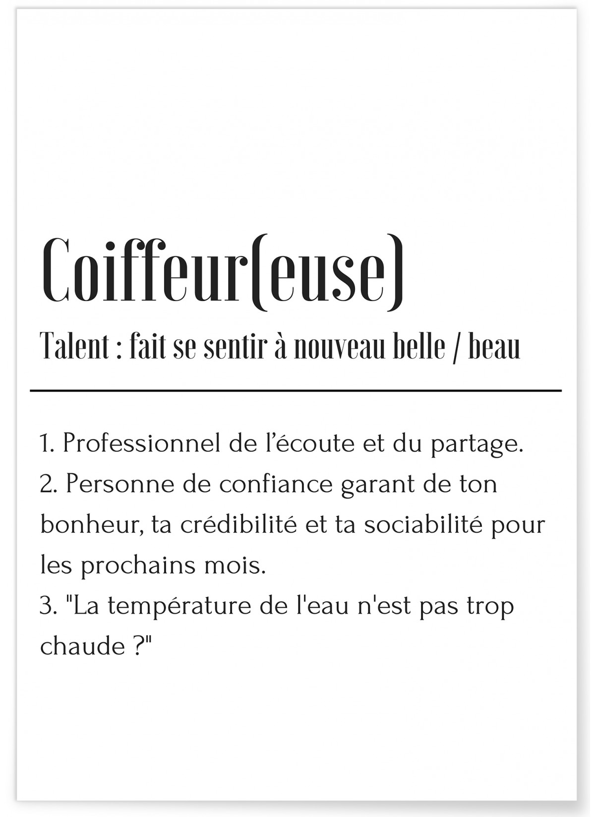 Affiche Définition Coiffeur
