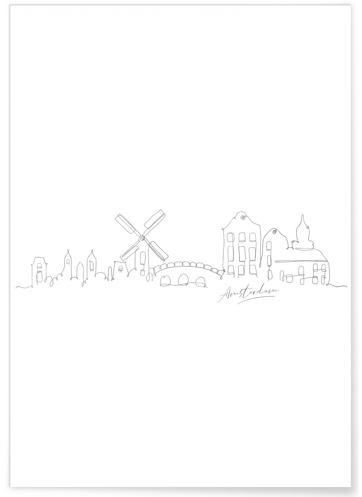 Affiche Line Art Amsterdam