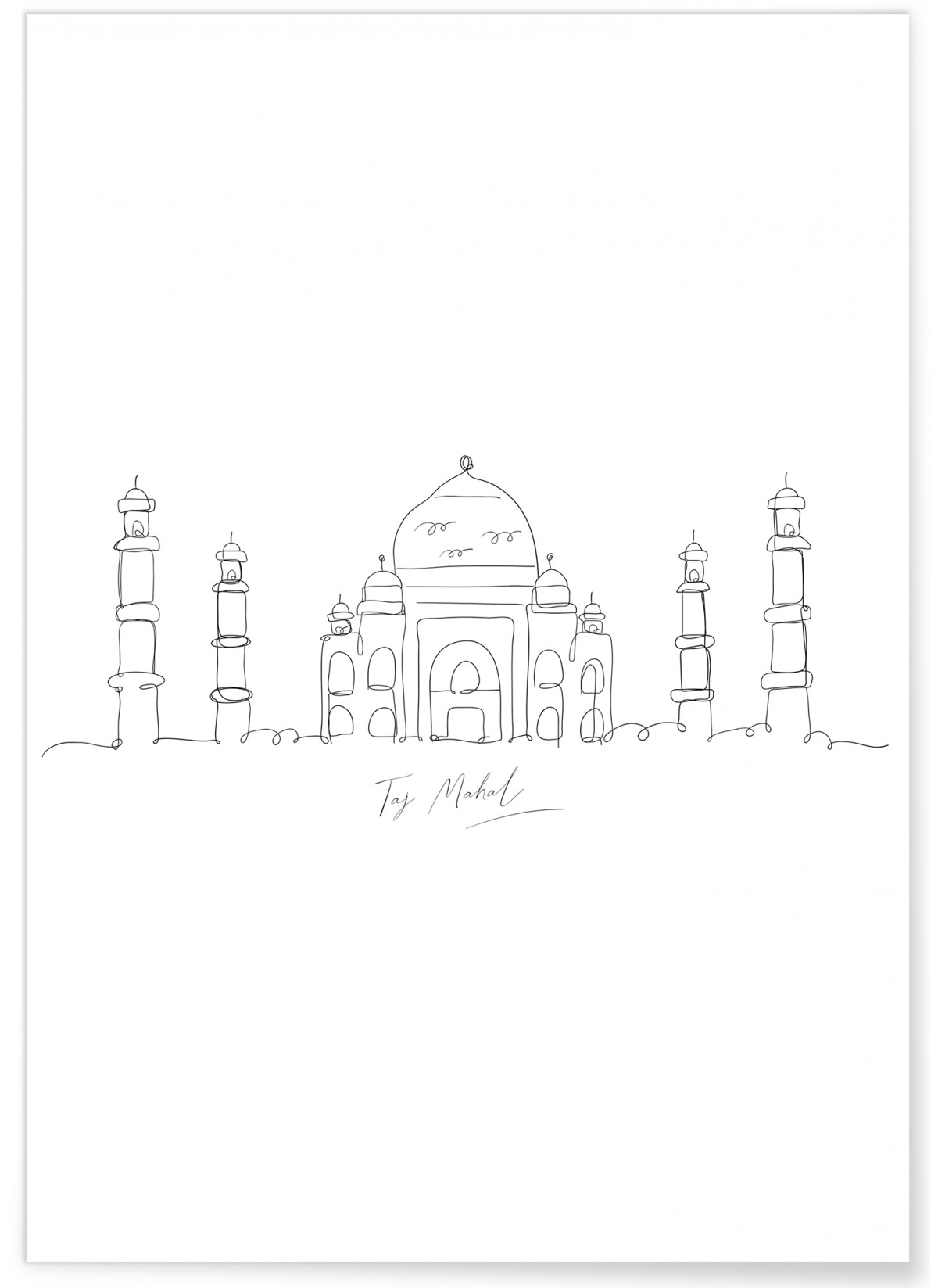 Affiche Line Art Taj Mahal
