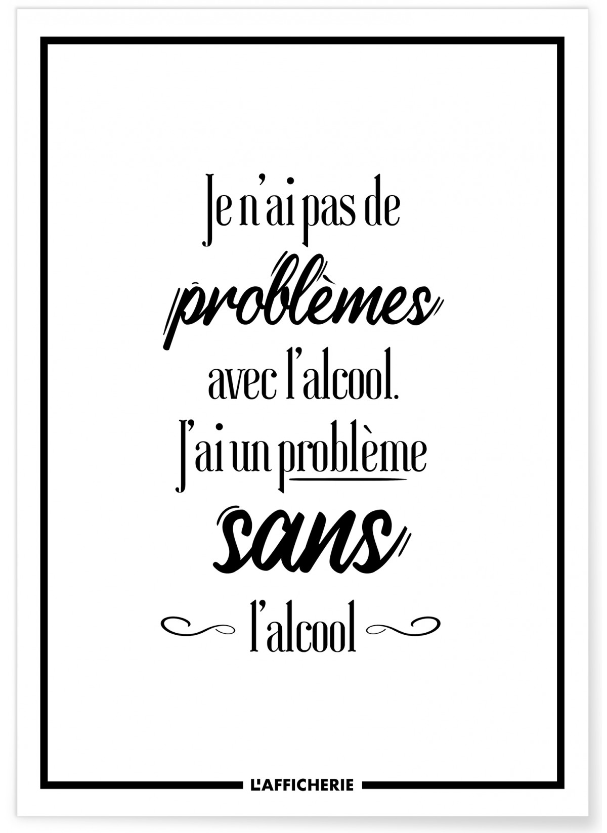 Affiche "Je n'ai pas de problèmes avec l'alcool..."