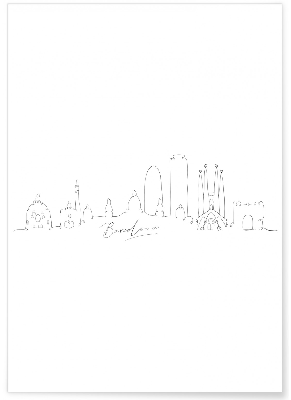 Affiche Line Art Barcelone