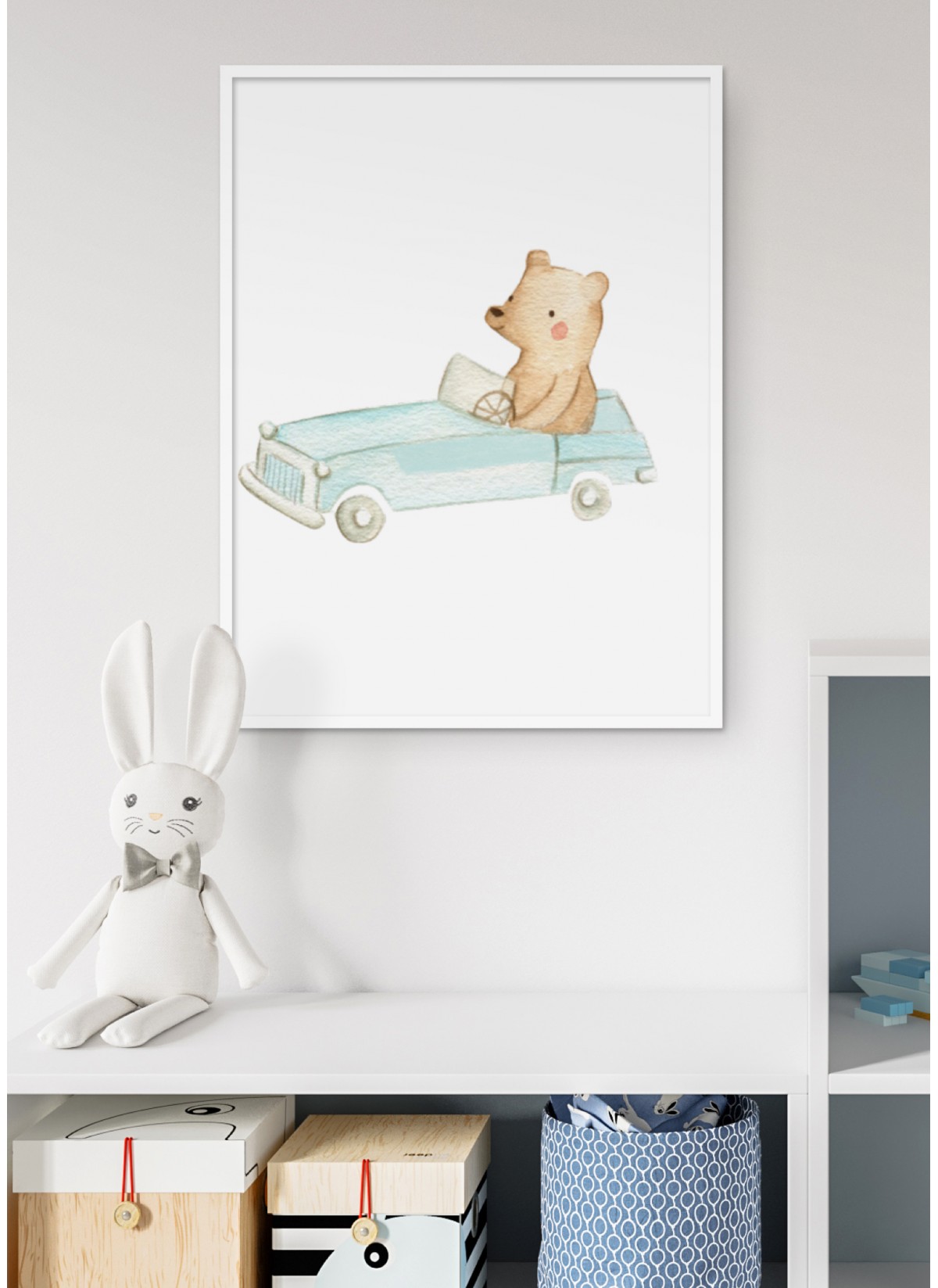 Affiche Enfant Ours Voiture
