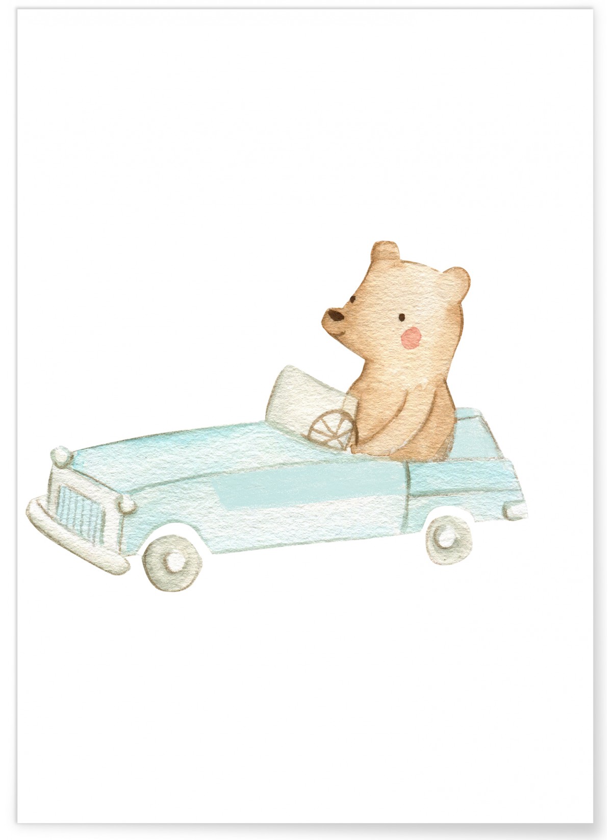 Affiche Enfant Ours Voiture