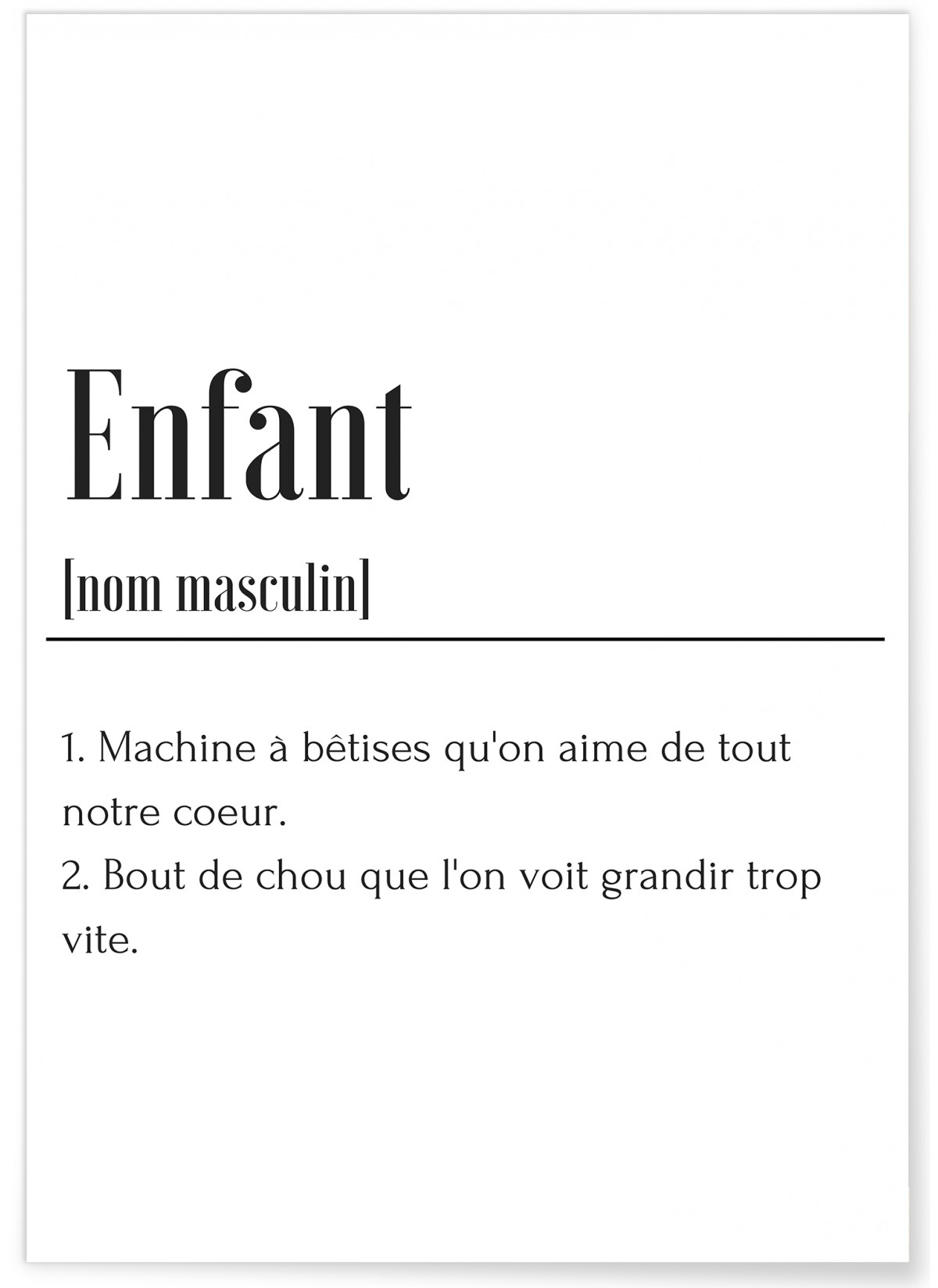 Affiche Définition Enfant