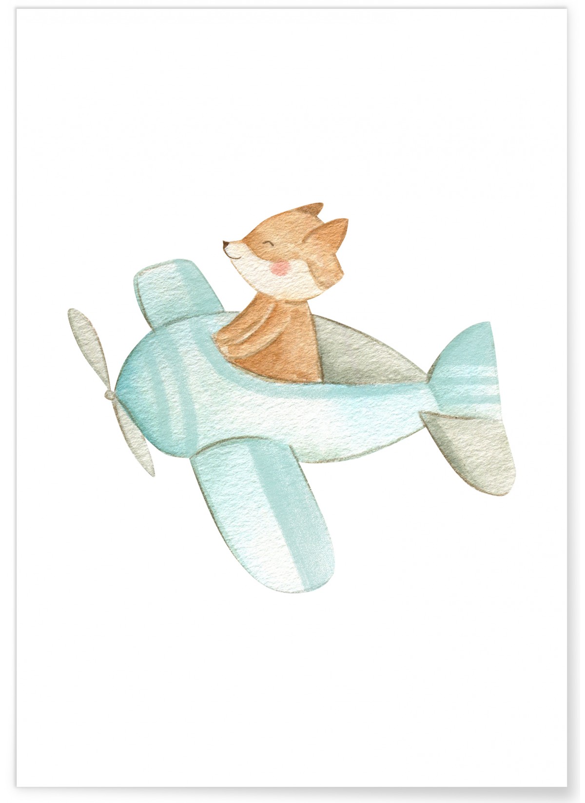 Affiche Enfant Renard Avion