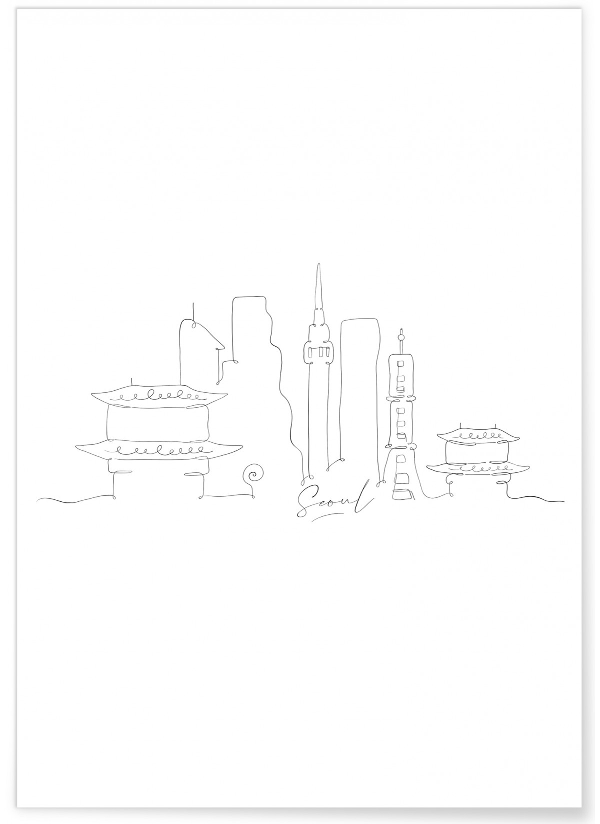 Affiche Line Art Séoul