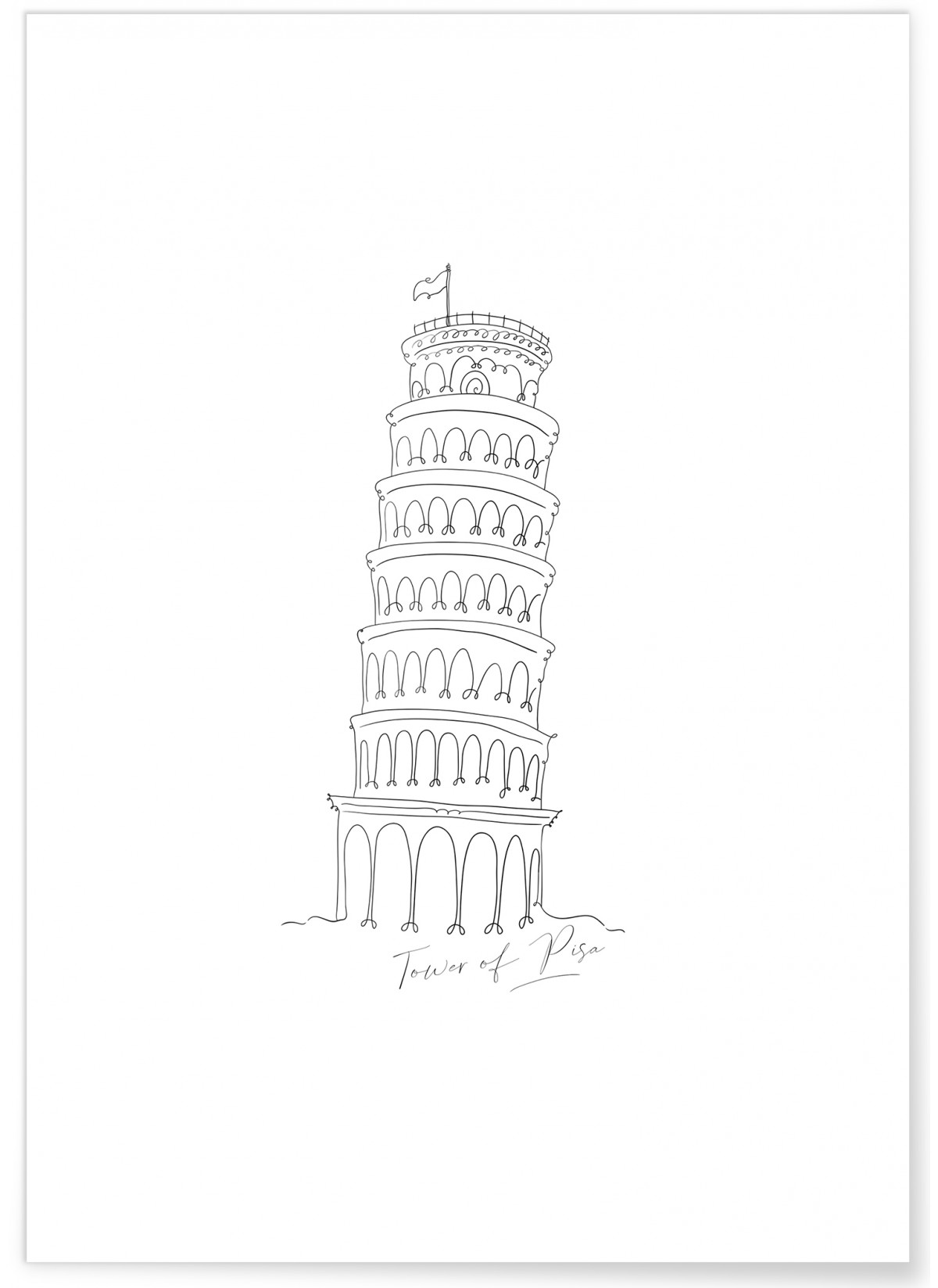Affiche Line Art Tour de Pise