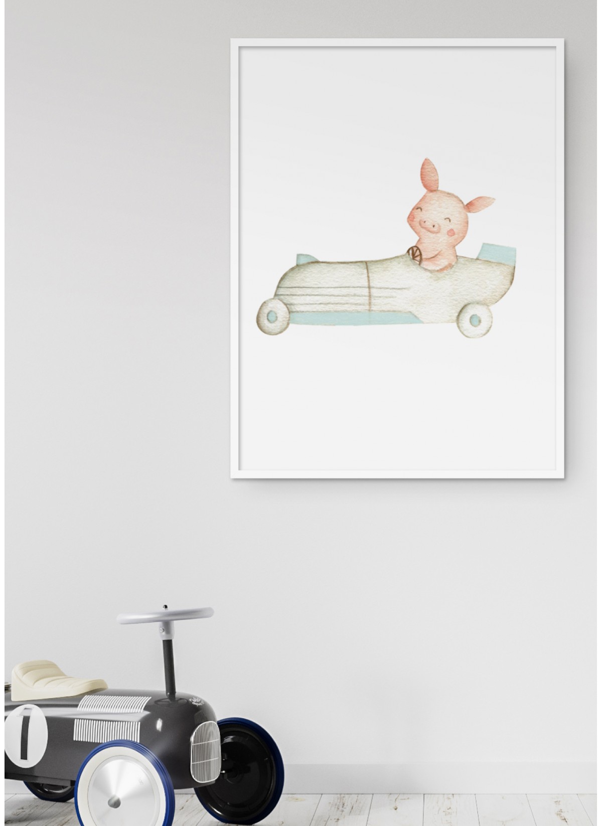 Affiche Enfant Cochon Voiture