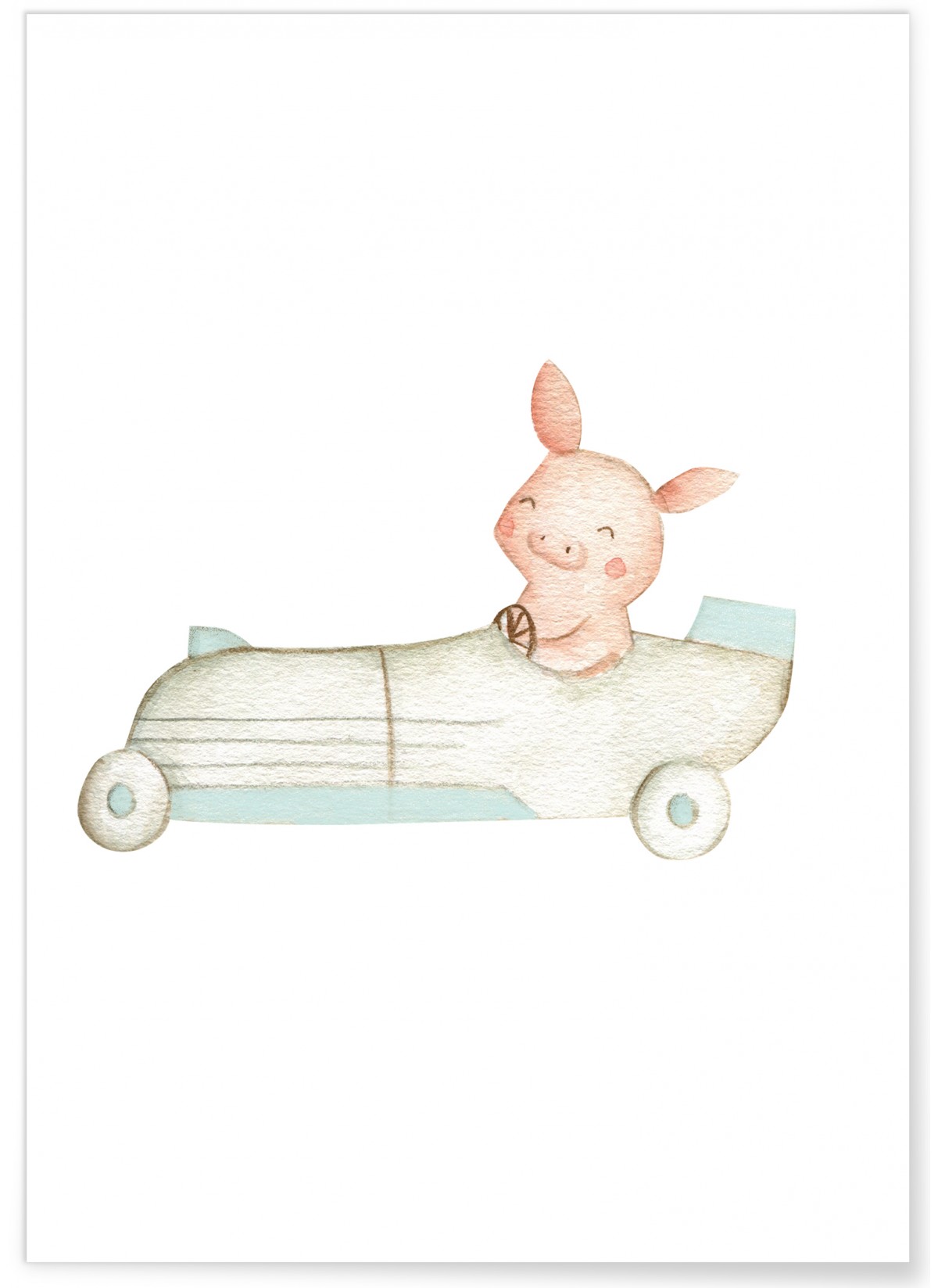 Affiche Enfant Cochon Voiture