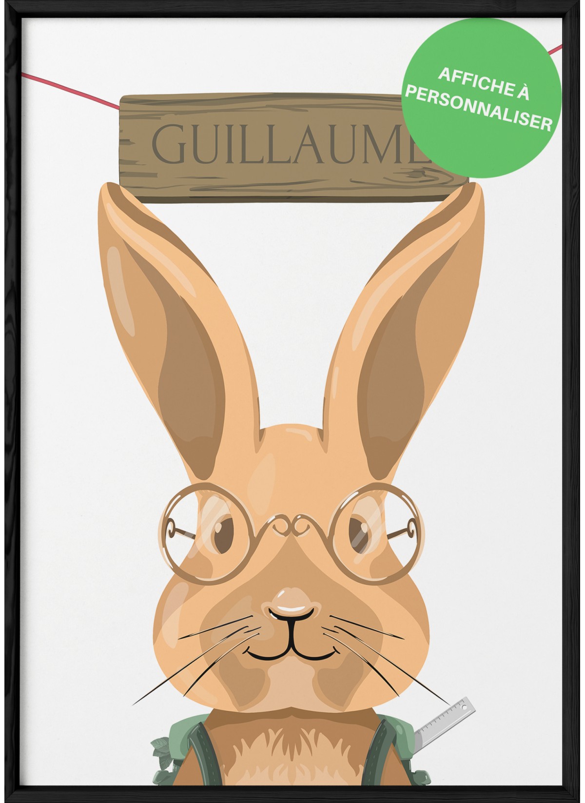 Affiche lapin écolier "prénom" personnalisable | L’Afficherie