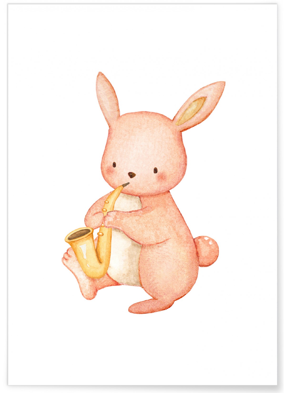 Affiche Enfant Lapin Saxophone