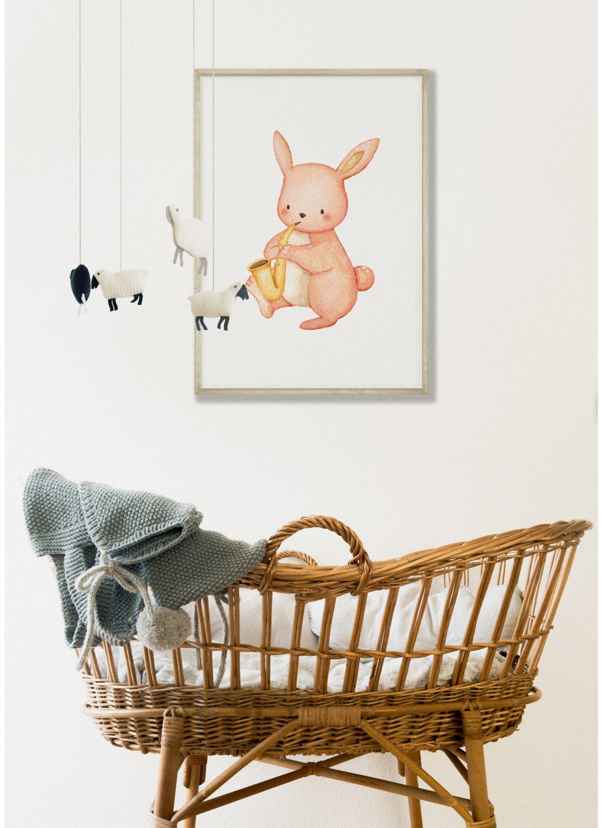 Affiche Enfant Lapin Saxophone