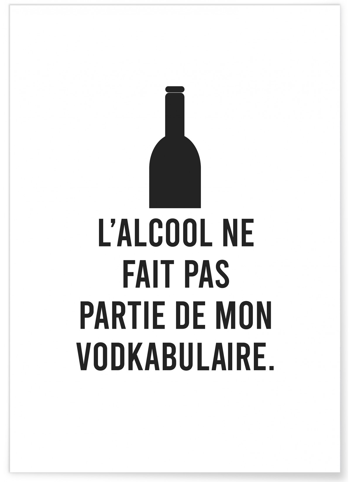 Affiche "L'alcool ne fait pas partie de mon vodkabulaire"