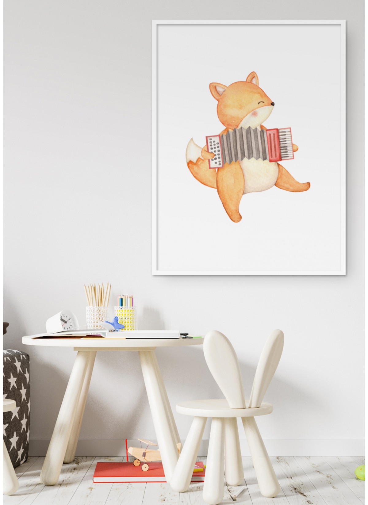 Affiche Enfant Renard Accordéon