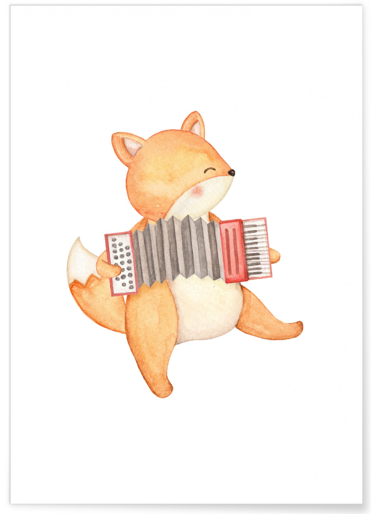 Affiche Enfant Renard Accordéon