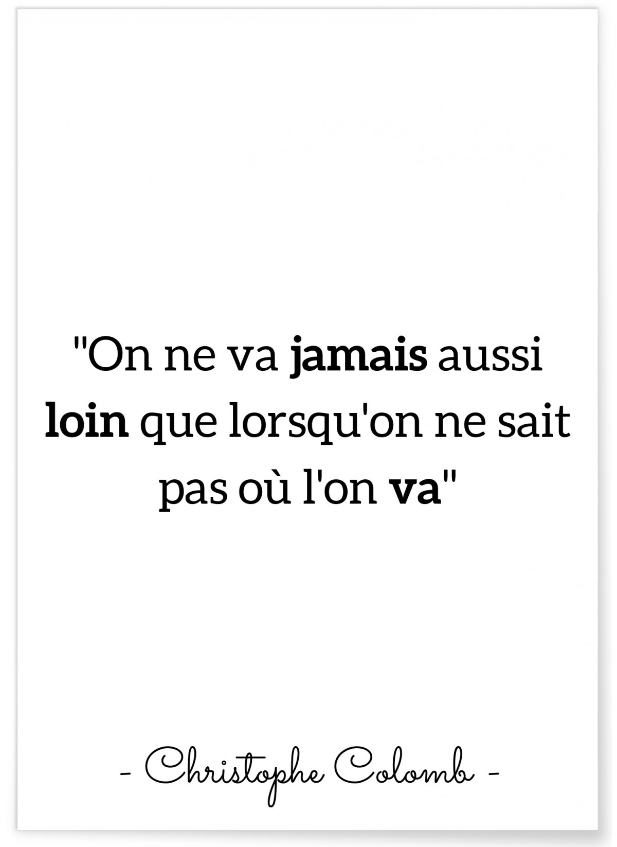 Affiche Citation Christophe Colomb : "On ne va jamais aussi loin..."