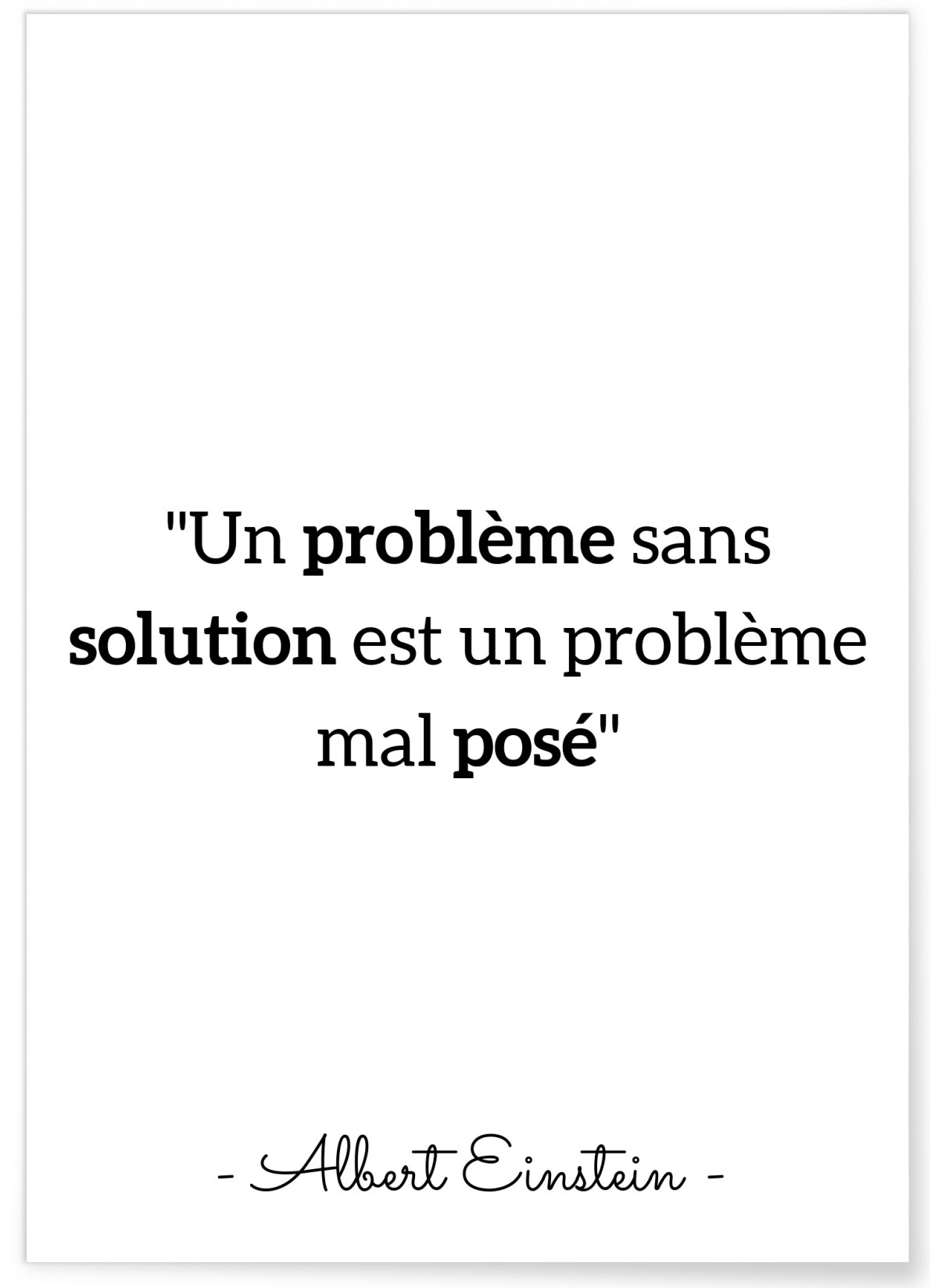 Affiche Citation Einstein : "Un problème sans solution…"