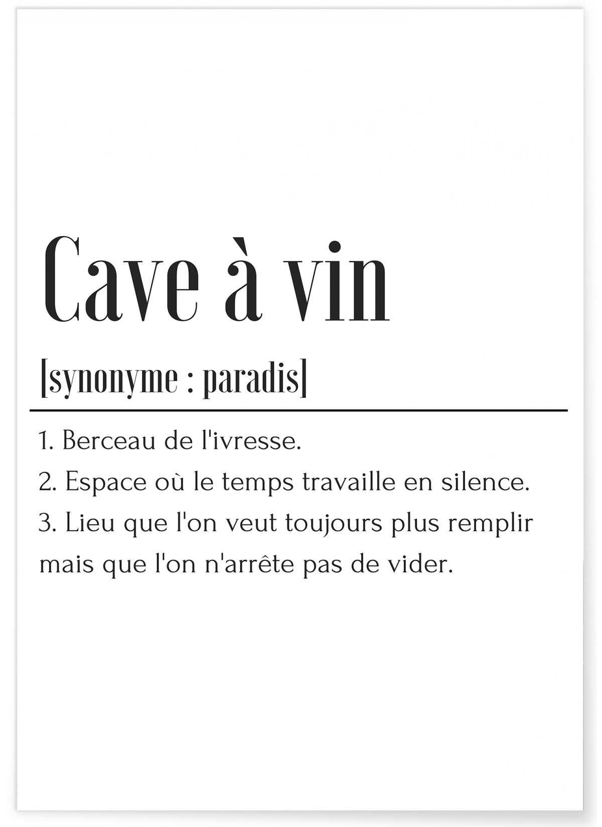 Affiche Définition Cave à Vin