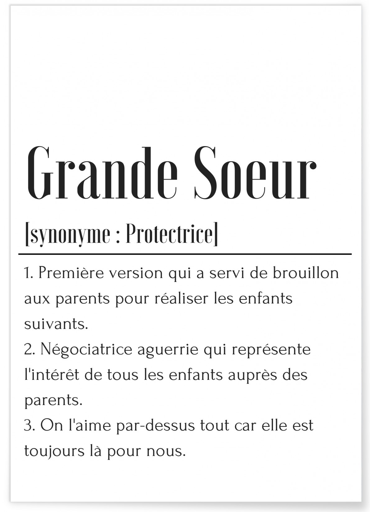 Affiche Définition Grande soeur