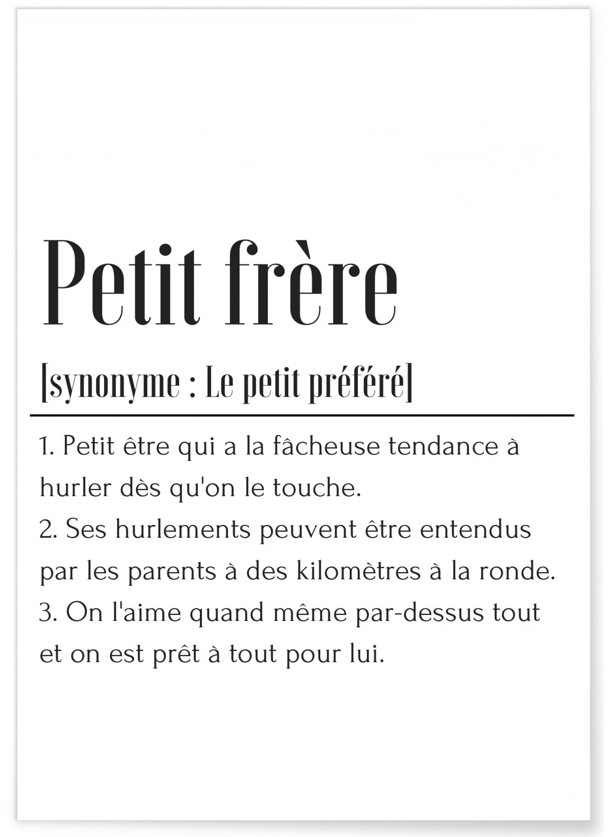 Affiche Définition petit frère