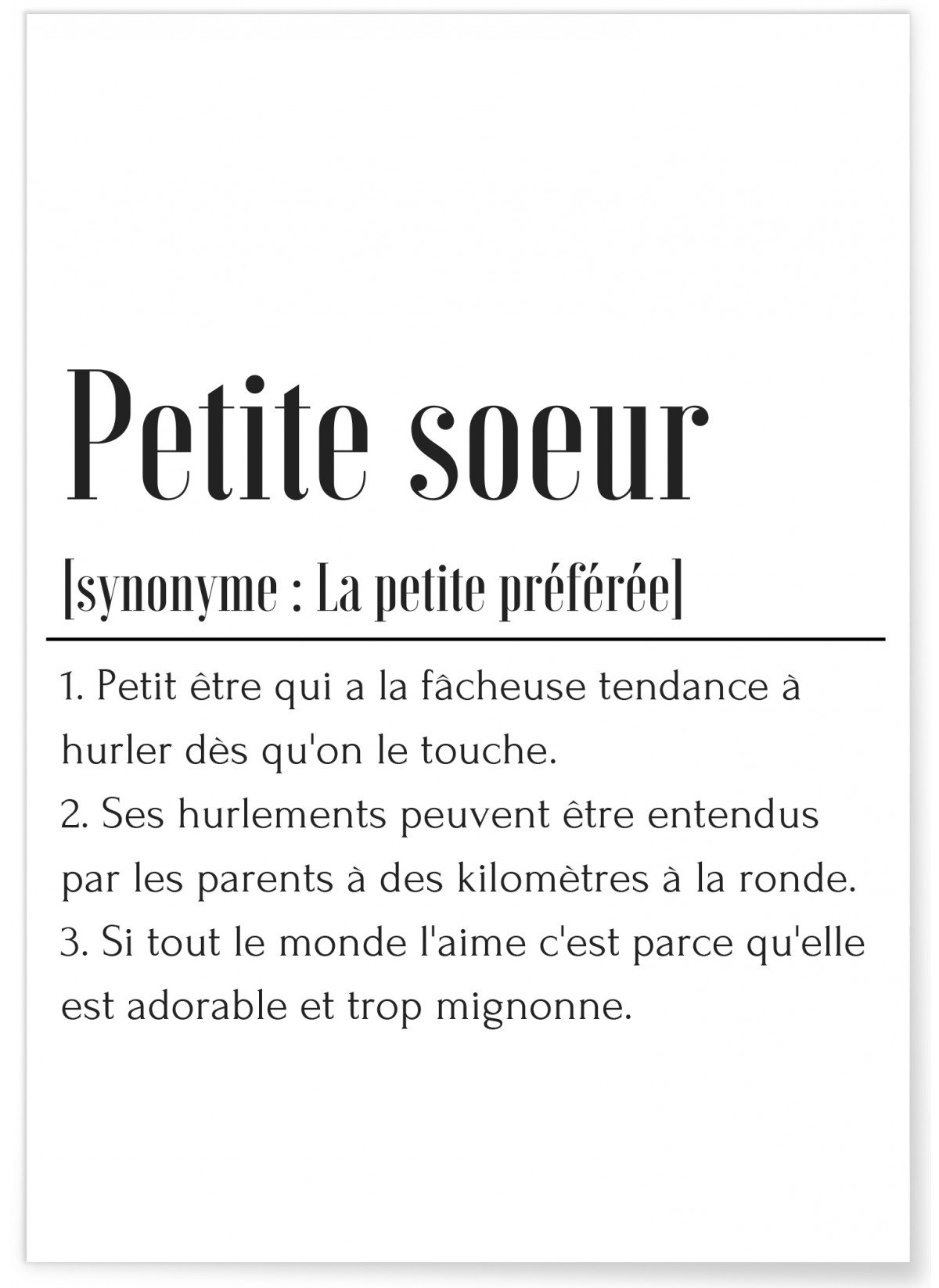 Affiche Définition Petite soeur