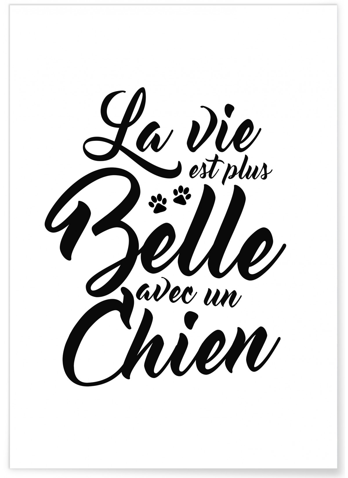 Affiche "La vie est plus belle avec un chien..."
