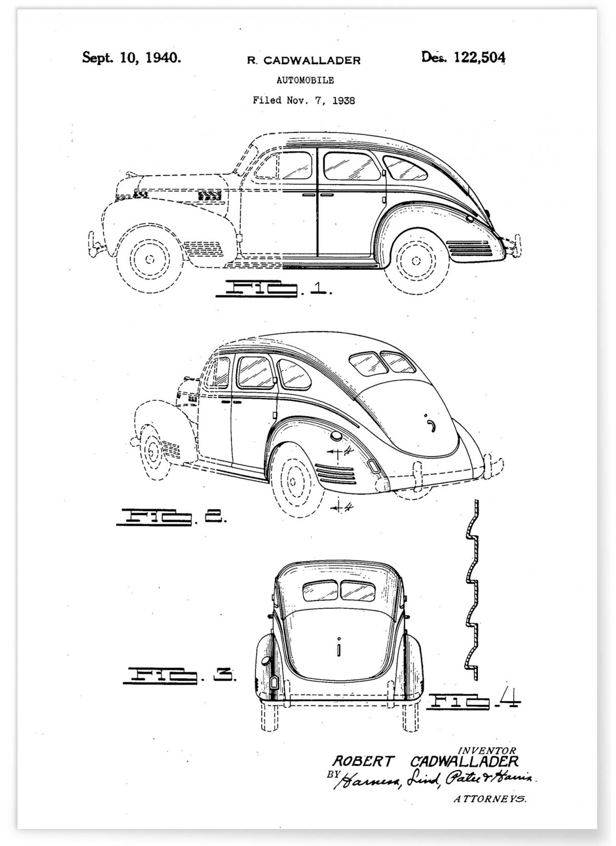 Affiche Brevet Voiture
