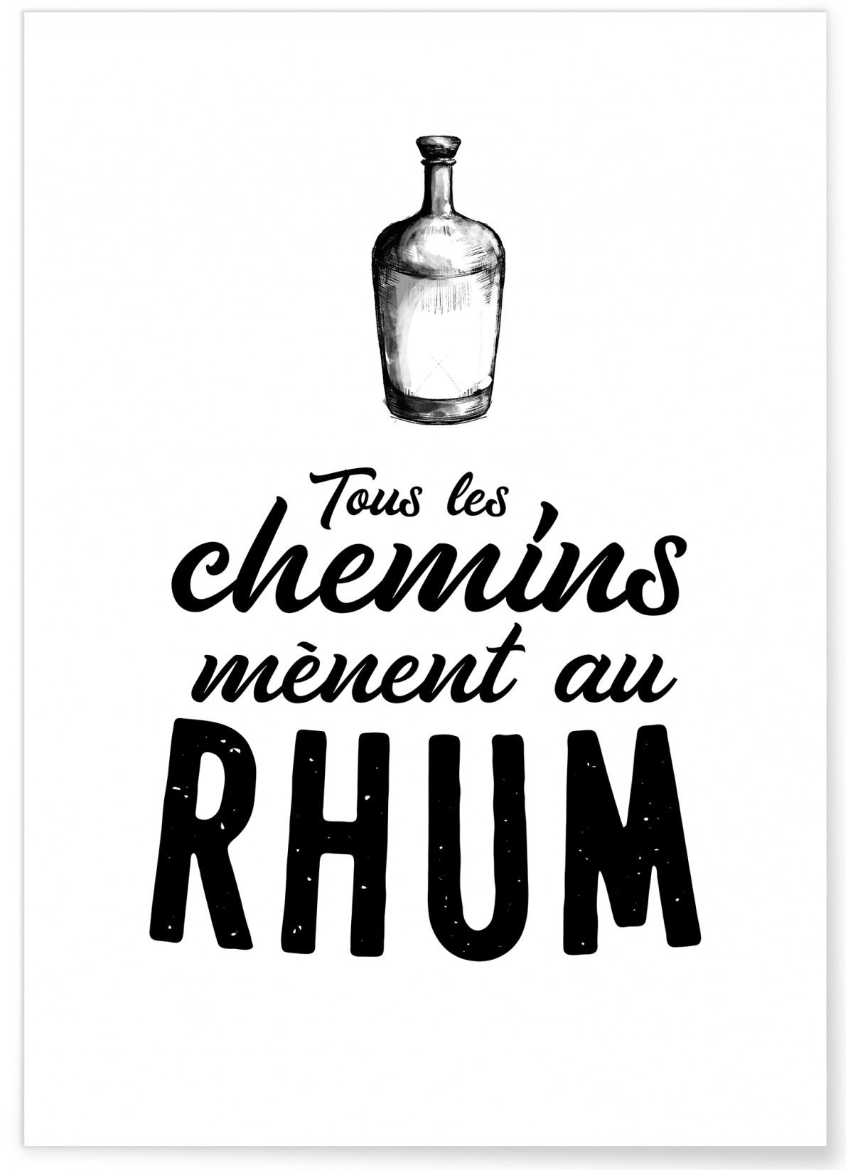 Affiche "Tous les chemins mènent au rhum"