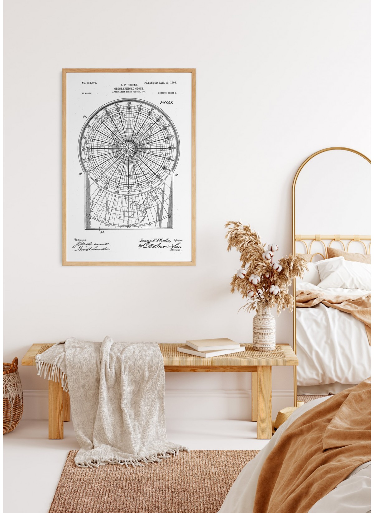 Affiche Brevet Horloge Géographique