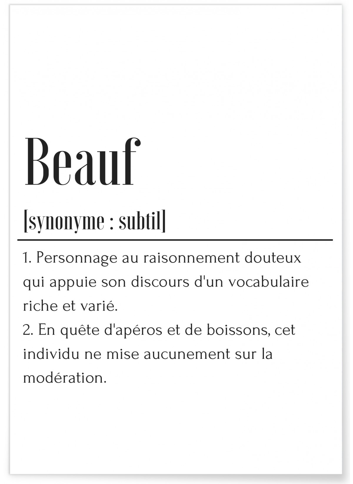 Affiche Définition Beauf