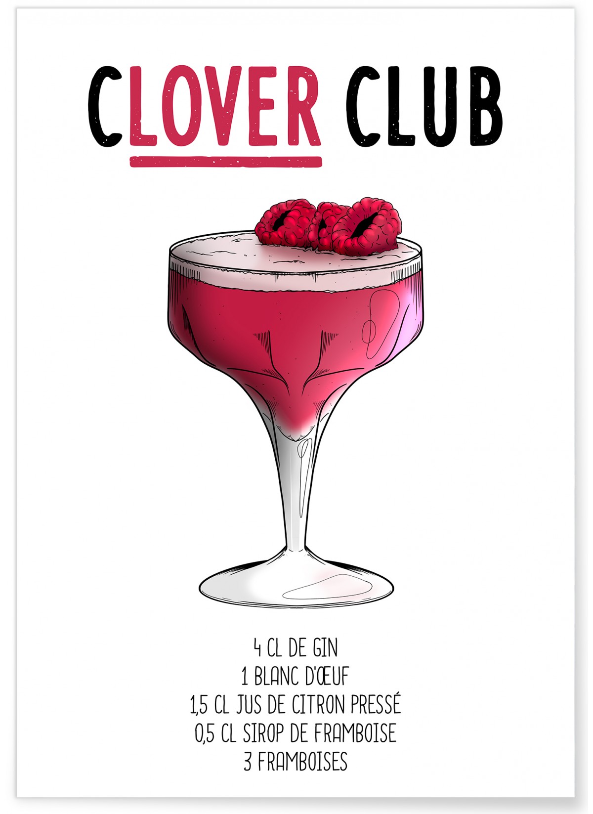 Affiche Cocktail Clover Club