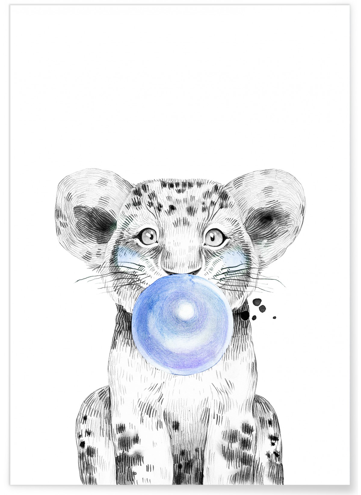 Poster Bulle de Lionceau Bleue