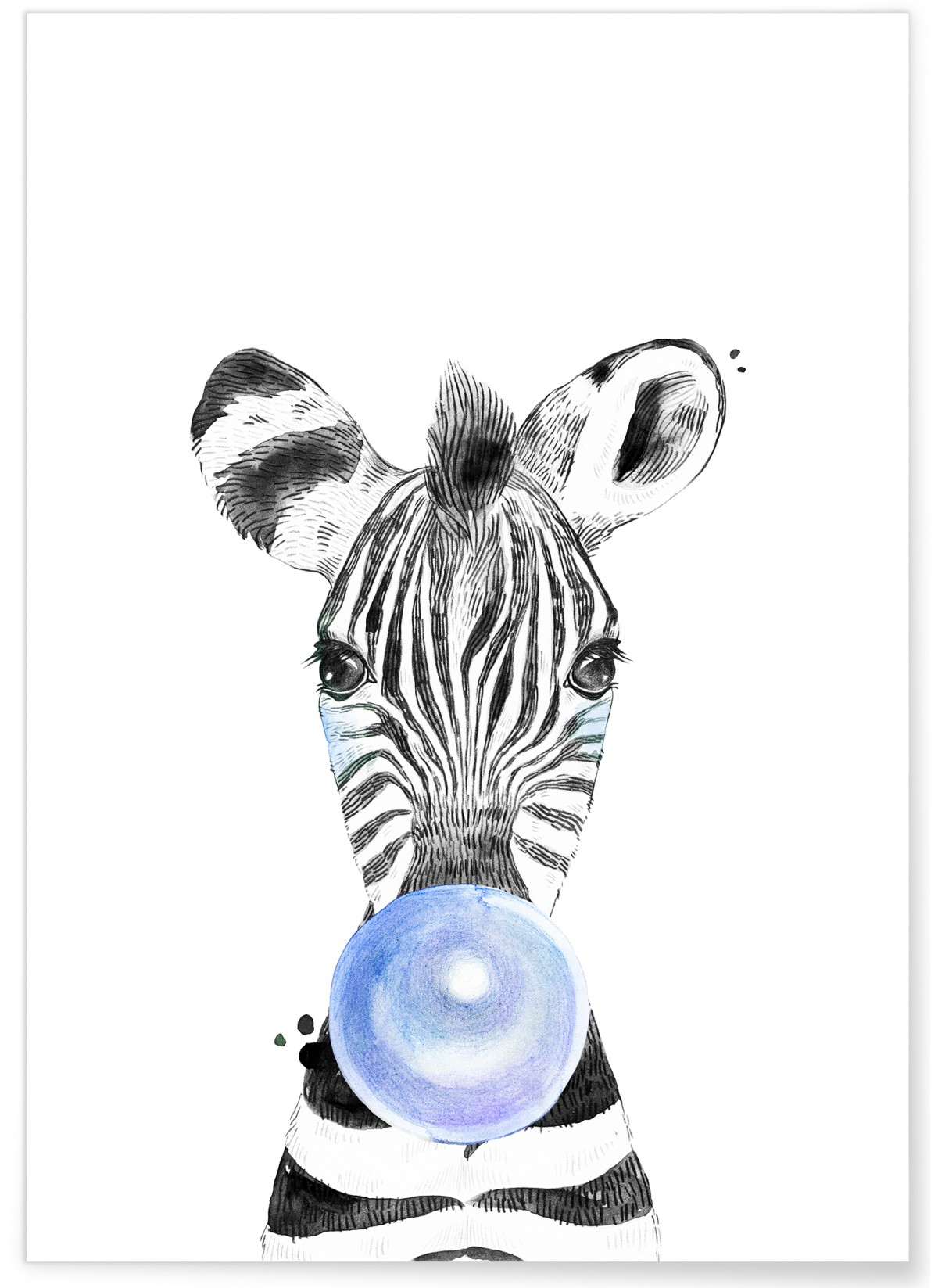 Poster Bulle de Zèbre bleue